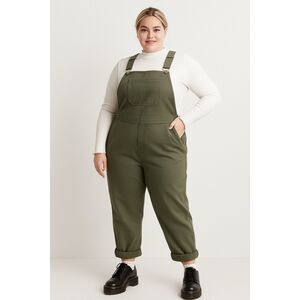 New Dickies Bib Overalls Plus Size 22 Olive Green Relaxed Women's Wide Leg NWT